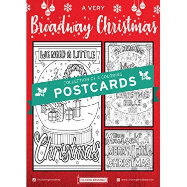 Imagem de Coloring Broadway - Cartões postais para colorir de Natal da Broadway (conjunto de 4), mercadoria musical da Broadway, impresso em cartolina fosca (12,7 cm x 17,8 cm), presente ideal para um amante de