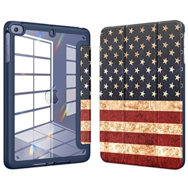 Imagem de VIKESI Capa para iPad mini 4 5 3 2 1, capa transparente para iPad mini de 7,9 polegadas 1ª 2ª 3ª 4ª 5ª geração [suporta hibernar/despertar automático] - Bandeira dos EUA