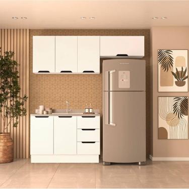 Imagem de Cozinha Compacta 250057 3 Peças Meena Com Rodapé Branco Politorno Móveis