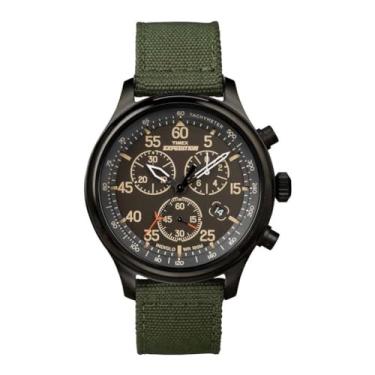 Imagem de Timex Relógio masculino Expedition Field de 43 mm - pulseira marrom e mostrador preto, verde/preto/preto, Cronógrafo Expedition Field de 43 mm