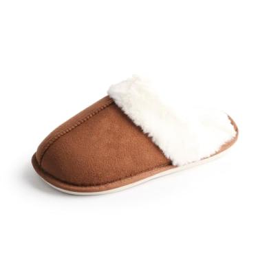 Imagem de TMA EYES Pantufas femininas com espuma viscoelástica de inverno fofas para uso interno e externo, Camelo, 9-9.5