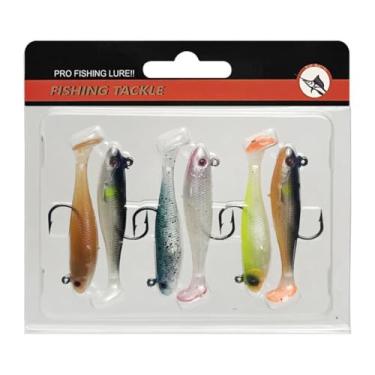 Imagem de Iscas de natação de 6,3 cm/6 g para pesca de robalo, 6 peças, iscas de plástico macio para trutas de água doce e salgada