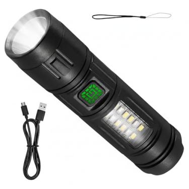 Imagem de Lanterna LED Recarregável Com Luz Lateral Potente, Portátil e Durável. Ideal Para Emergências, Acampamentos e Uso Diário Com Máxima Praticidade