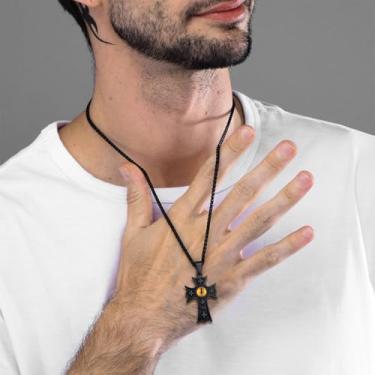 Imagem de Colares de cruz masculinos com pingente de cruz de aço inoxidável, acessórios religiosos, joias religiosas, One Size, Aço inoxidável, Sem Pedra Preciosa