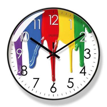 Imagem de Relógio de parede com pintura gotejante colorida com design redondo de
