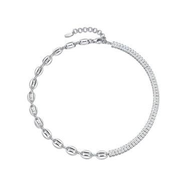 Imagem de SNGIA Gargantilha feminina banhada a ouro 18 quilates com corrente de tênis verde para presente., Large, Latão, Zircônia cúbica