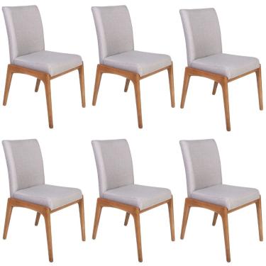 Imagem de Conjunto 6 Cadeiras De Jantar Estofadas Sara Cinza Claro