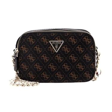 Imagem de GUESS Bolsa tiracolo feminina Noelle para câmera, Logotipo marrom/marrom, One Size, Câmera transversal Noelle