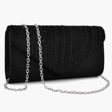 Imagem de Bolsa de ombro feminina para noite, bolsa de ombro transversal para festa de casamento, Preto, Medium