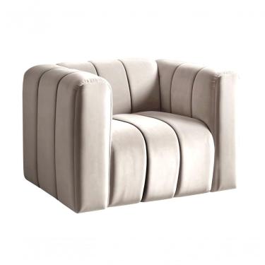 Imagem de Poltrona Mona Decorativa Confortável Moderna Sala De Estar - Suede Bege 080