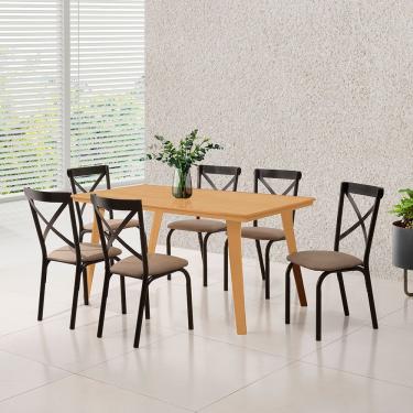 Imagem de Mesa De Jantar Millena 160cm Em Madeira Maciça Estilo Contemporâneo Imbuia