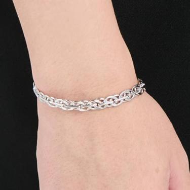 Imagem de Pulseira masculina de aço inoxidável com corrente de cobra/marinha leve e moderna, One Size, Aço inoxidável, Sem Pedra Preciosa