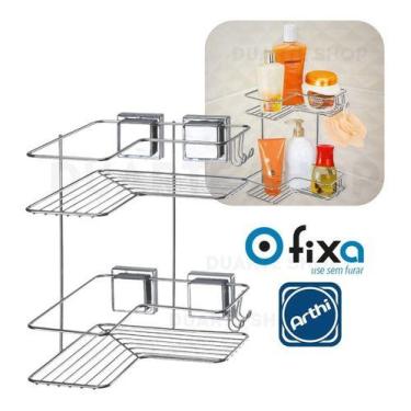 Imagem de Suporte Porta Shampoo Duplo Parede Ventosa Alta Durabilidade - Arthi