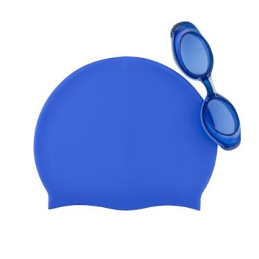 Imagem de Touca Natação Adulto, Kit de Natacao com Touca Silicone e Oculos para Jovens e Adultos para Verão, Praia Ou Piscina(KIT COMPLETO AZUL ESCURO)