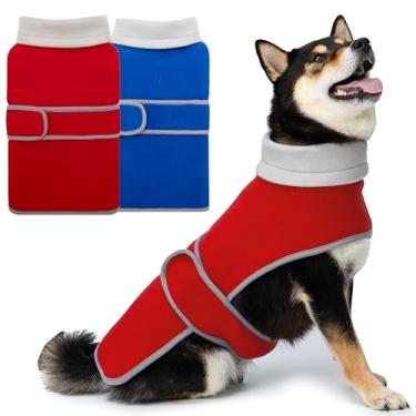 Imagem de Casaco para cães, pacote com 2, jaqueta de inverno de lã de gola rolê para clima frio, roupas quentes para cães, uso externo, interno para cães pequenos, médios, grandes e GG (M-2GG)