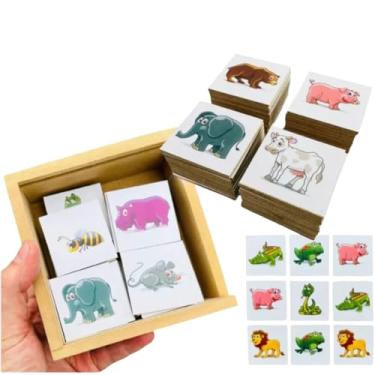 Imagem de Jogo da Memória Infantil Animais - Brinquedo Educativo de Associação e Concentração - Jogo Pedagógico para Desenvolvimento Cognitivo, Atenção e Raciocínio Lógico das Crianças