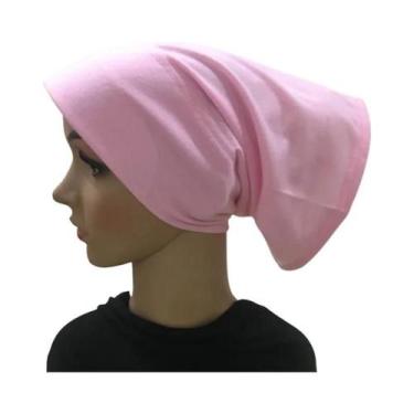 Imagem de Chapéu Tubular Feminino Hijab - Elástico, Cor Lisa e com Lenço de Pape