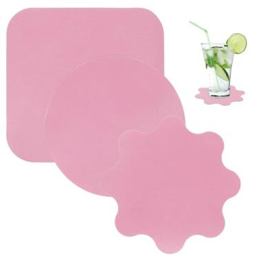 Imagem de ONLYKXY 3 peças de porta-copos engraçados de silicone de forma mista para decoração de mesa de bebidas, tapete de copo antiderrapante fofo cor pastel para mesa de casa, escritório, bar, cozinha, chá