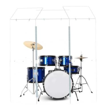 Imagem de Protetor de tambor (3 painéis com defletores) Converte em dobradiças de aço inoxidável de comprimento total de 0,6 m x 1,8 m. Gaiola de tambor para casa, igreja, prática e apresentações