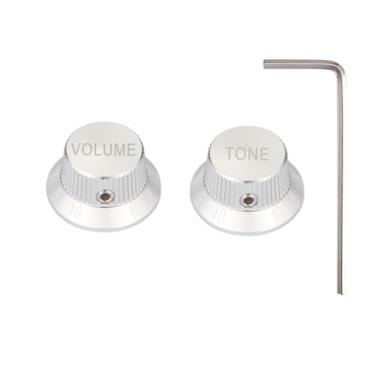 Imagem de Dopro Parafuso de fixação 1/10.2 cm Universal Metal Guitar Bass Potenciômetro Alumínio Volume/Tom Top Hat Bell Knobs for Strat/Ibanez/Yamaha/Les Paul/AMPS/Preamps 1V1T Prata