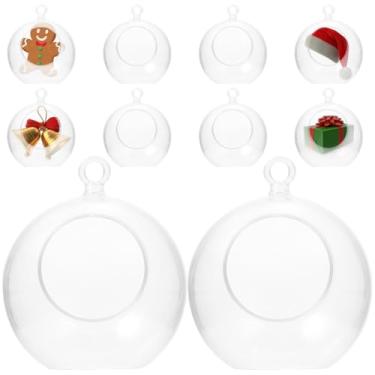 Imagem de VICASKY 10 peças de bolas de Natal transparentes, bolas de enfeites de árvore preenchíveis DIY decorações para pendurar para férias transparentes para encher decoração de Natal enfeite personalizado