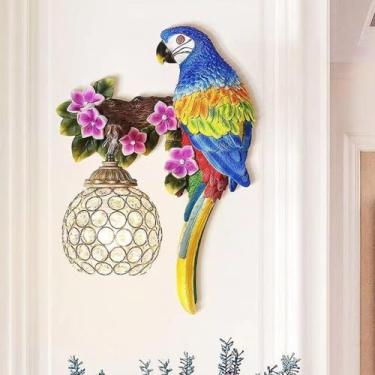 Imagem de Luminária de parede contemporânea em formato de papagaio, personalizada e criativa, para sala de estar, quarto, escritório, casa de campo, quarto infantil, corredor de hotel, com luz LED (Es