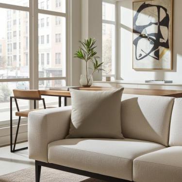 Imagem de Capas para Almofadas Decorativas 60x60 Tecido Algodão Cor Bege Escuro 