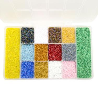 Imagem de Kit Miçanga Pulseira Colar Choker 14 Cores 2mm 40000pçs + Caixa Divisó