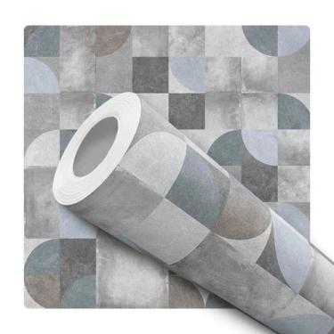Imagem de Papel De Parede Adesivo Lavável Geométrico Formas Semi Círculo Cinza Q