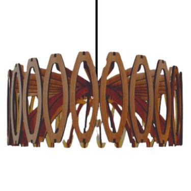 Imagem de Luminária Teto tipo Pendente JADE MDF - Completa - Bola - Cor: Marrom 