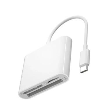 Imagem de Leitor de cartão de memória 3 em 1 com slots de cartão SD/Micro SD/CF suporta até 64 GB, adequado para smartphones tipo C