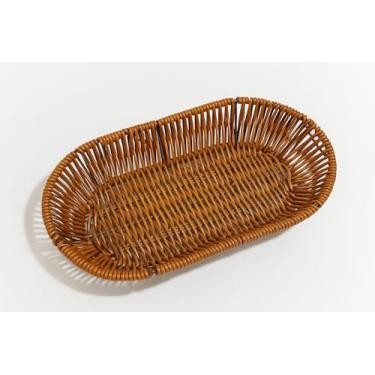 Imagem de Cesto de Pão Artesanal em Vime, Marrom, Trançado à Mão, para Servir Pães e Bolos