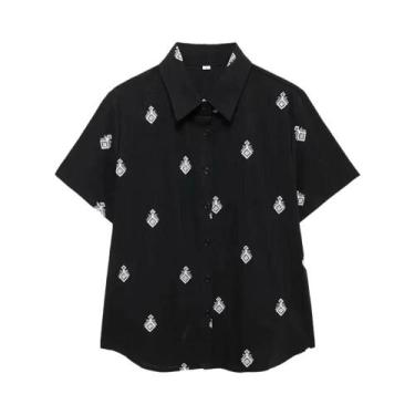 Imagem de Conjunto Vintage Chic Feminino Bordado - Blusa e Calças Soltas para Fé