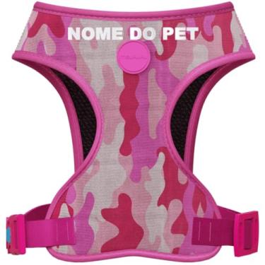 Imagem de Combo Peitoral Style Para Cachorro Com Guia Tradicional, Localizador e Nome Personalizado (Camuflado Rosa, M)