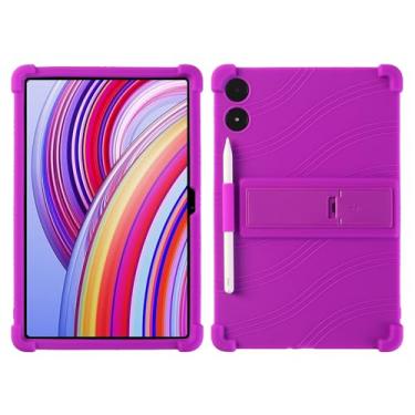 Imagem de QYiiD Capa para tablet Xiaomi Redmi Pad Pro/Xiaomi Poco Pad 2024 de 12,1 polegadas, capa protetora dobrável de silicone leve para crianças, roxa