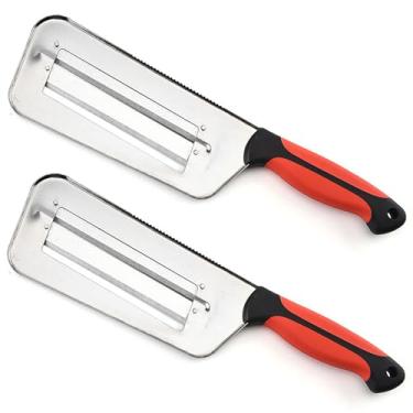 Imagem de 2 peças de cortador de vegetais de aço inoxidável, triturador de repolho, cortador de camada dupla atualizado para chucrute, faca de cozinha com lâminas afiadas para fatiar, ralar e triturar (2 peças