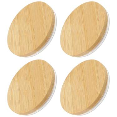 Imagem de LXUEJIE Pacote com 4 tampas de jarra de madeira, tampa de substituição de madeira (7 cm ID, 8 cm OD), apenas tampa, garrafa não incluída, para festas, chás e sucos
