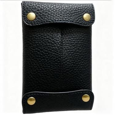 Imagem de Porta-lenços de bolso para bolsa, caixa de lenços macios reutilizável bolsa de viagem bolsa de papel para toalhas de rosto (preto)