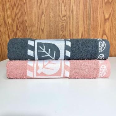 Imagem de Kit 2 Toalhas de Banho Grandes Felpudas 135x75cm 100% Algodão Puro Premium – Conforto e Maciez (CINZA E ROSÊ)