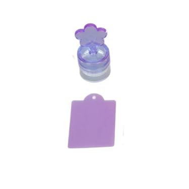 Imagem de Conjunto de carimbos de unhas de silicone roxo 4 peças de carimbos de unhas de cristal transparente com modelo para ponta francesa e decoração de unhas DIY