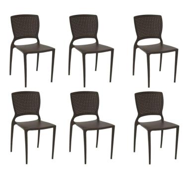Imagem de Kit 6 Cadeiras Safira Marrom Tramontina 92048/109
