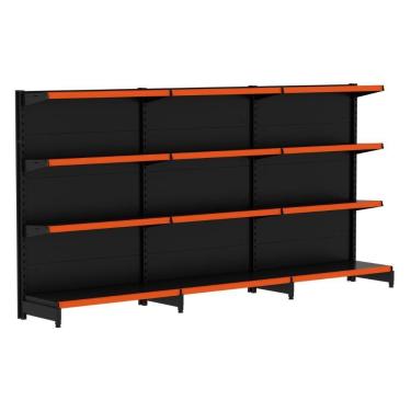 Imagem de Kit 3 Módulos De Gôndolas Parede 1,37 Fit40 Amapá Expositor Preto