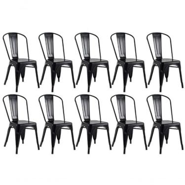 Imagem de Kit 10 Cadeiras Tolix Fosca ? Aço Industrial Preto, Estilo Retrô Para Sala, Cozinha Ou Escritório