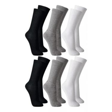 Imagem de Kit 6 Meias Lupo Sport Cano Longo 3292, Branco, Cinza, Preto, 37-40