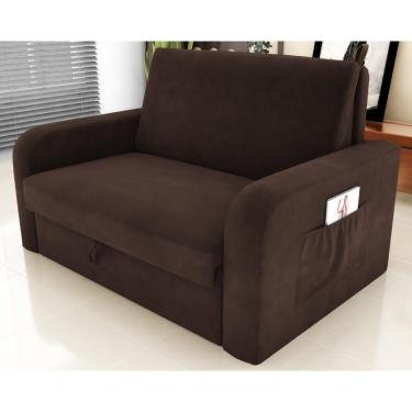 Imagem de Sofá Cama Com Baú 2 Lugares Harry Suede Marrom