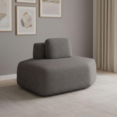 Imagem de Sofá Módulo Chaise 165cm Orgânico Sala Berlim Bouclê K01 - D'rossi Grafite