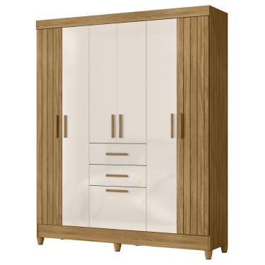 Imagem de Guarda Roupa Malta Quarto Casal Com 6 Portas E 2 Gavetas Freijo-off White