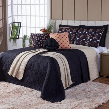 Imagem de Cobre Leito Golden Love Dupla Face Almofadas Casal 08 Peças