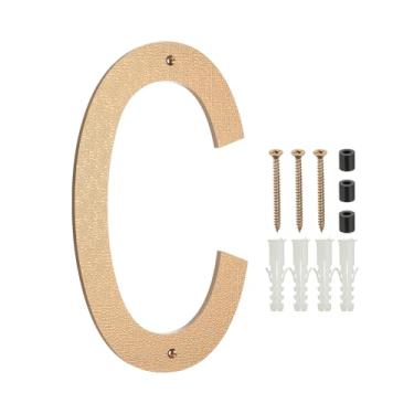 Imagem de PATIKIL Números de casa de 30,5 cm para o exterior, letra C ABS textura de plástico flutuante número de casa moderna caixa de correio números de porta com kit de unhas para rua residencial ao ar livre