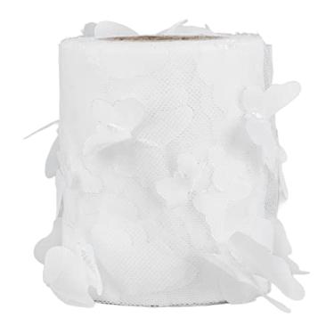 Imagem de Rolo de tule para costura, rolo de fio de rede colorido, acessórios para cabelo diy, material de tecido, rolo de tule para decoração de festa de casamento, poliéster, 8 cm de (Branca)